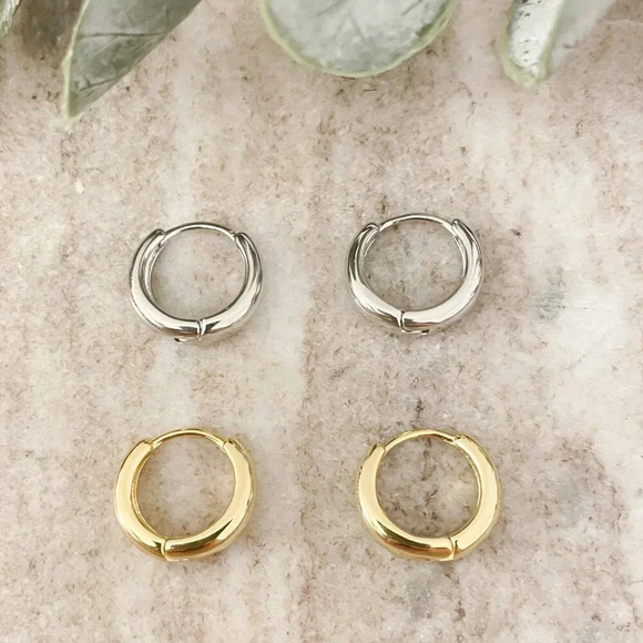 925 Sterling Silver Small Hoop Earrings Small Huggies Minimalist Hoop Earrings - Picture 3 of 11